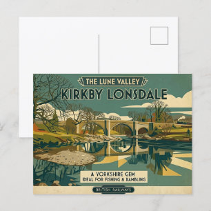 Retro Lune Valley Kirkby Lonsdale Art Print Postcard