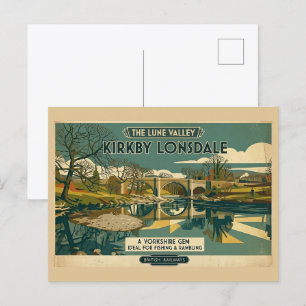 Retro Lune Valley Kirkby Lonsdale Art Print Postcard