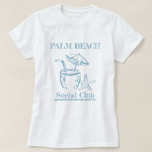 Retro Luxe Beach Social Club Logo Bachelorette T-Shirt (Design Front)