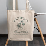 Retro Luxe Beach Social Club Logo Bachelorette  Tote Bag<br><div class="desc">Retro Luxe Beach Bachelorette Logo Social Club Aesthetic Palm Trees Custom Bachelorette Tote bags with personalised name on the back.</div>