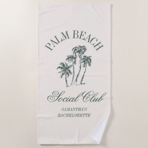 Retro Luxe Beach Social Club Logo Bachelorette  Towel