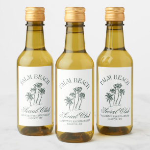 Retro Luxe Beach Social Club Logo Bachelorette  Wine Label