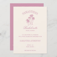 Retro Luxe Pink Palms Bachelorette Logo Girls Trip