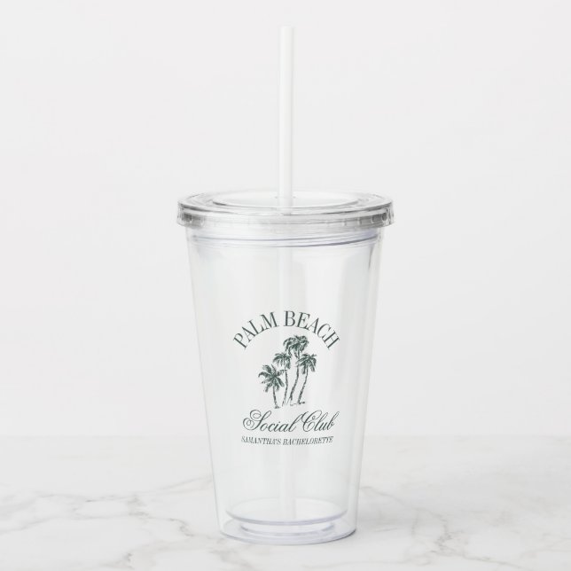 Retro Luxe Social Club Bachelorette Party Acrylic Tumbler (Front)