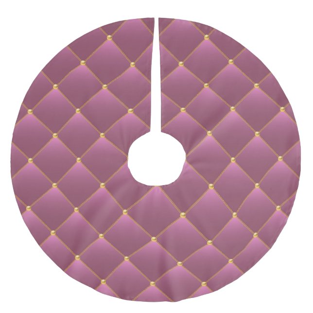 Retro Luxury: Pink Gold Chain Pattern Brushed Polyester Tree Skirt (Front)