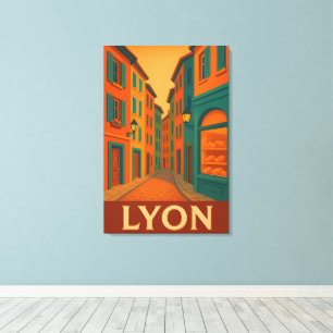 Retro Lyon France Travel : Mid-Century Modern Canvas Print