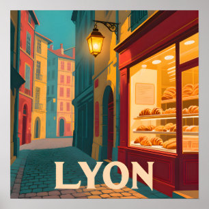 Retro Lyon : French Cityscape Poster