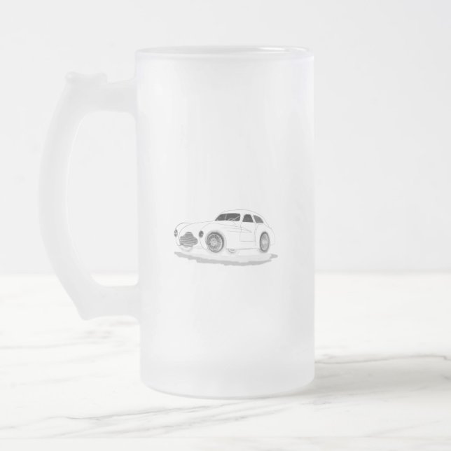 retro machine frosted glass beer mug (Left)