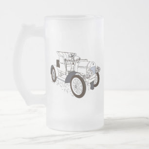 retro machine frosted glass beer mug