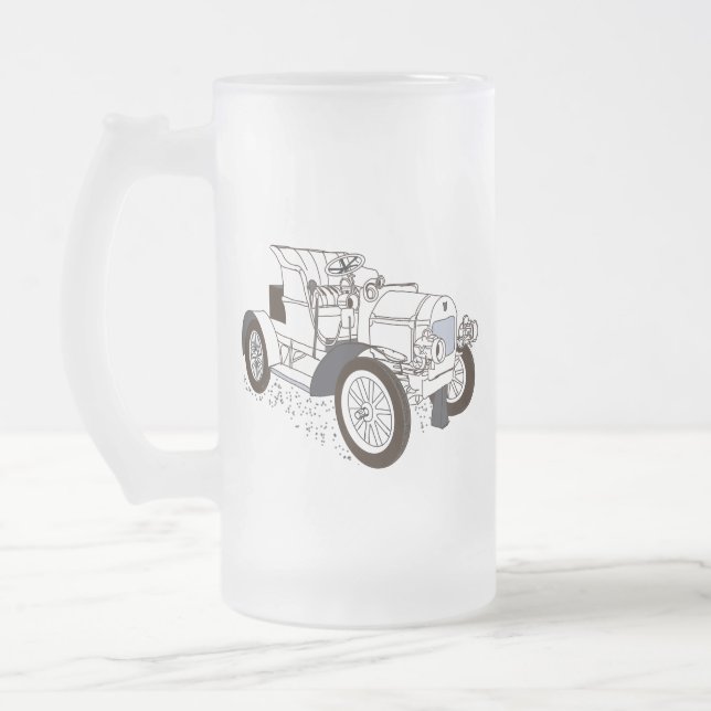 retro machine frosted glass beer mug (Left)
