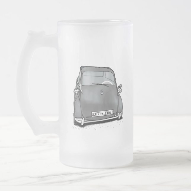 retro machine frosted glass beer mug (Left)