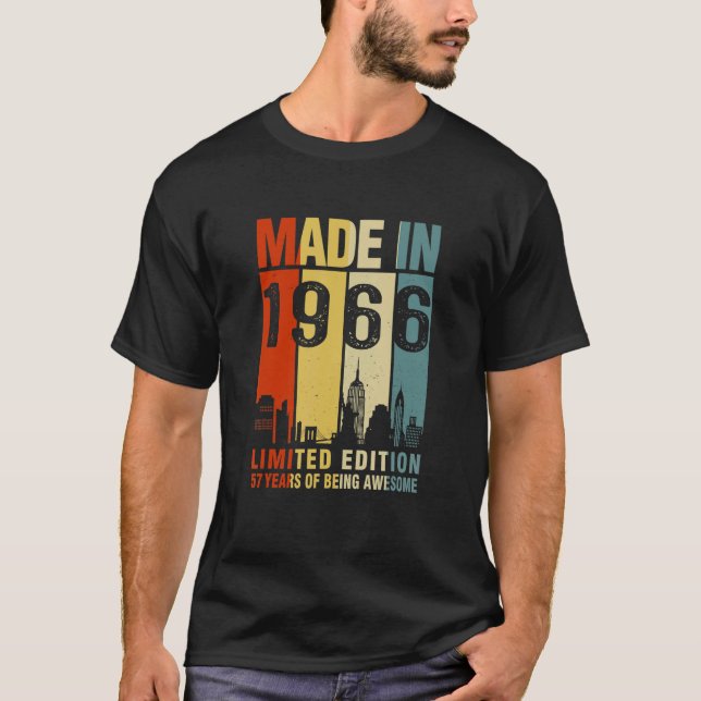 Retro Made In 1966   57 Years Of Being Awesome T-Shirt (Front)