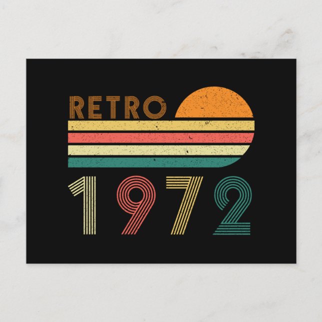 Retro Made In 1972 Birthday 50 Years Old Postcard (Front)