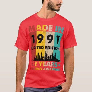 Retro Made In 1991 Limited Edition 32 Years of Bei T-Shirt