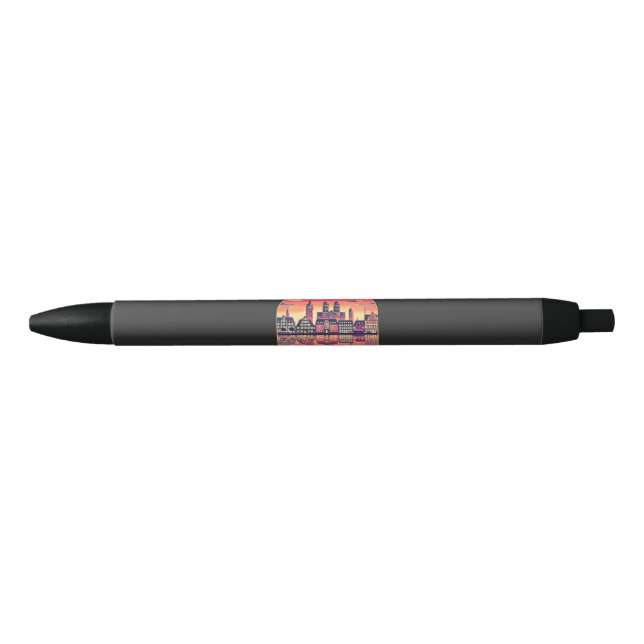 Retro Magdeburg Skyline  Black Ink Pen (Front)