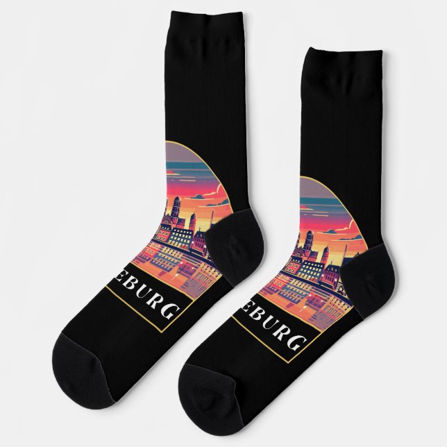 Retro Magdeburg Skyline  Socks (Left)