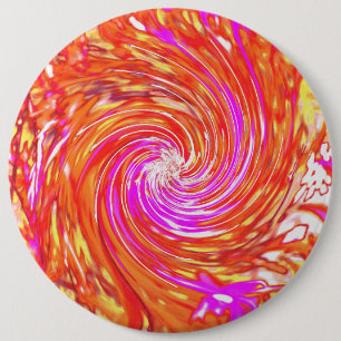 Retro Magenta and Autumn Colours Floral Swirl 6 Cm Round Badge
