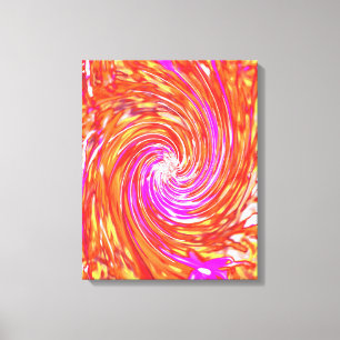 Retro Magenta and Autumn Colours Floral Swirl Canvas Print
