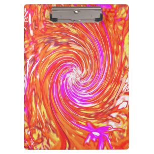 Retro Magenta and Autumn Colours Floral Swirl Clipboard
