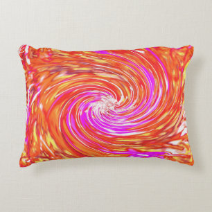 Retro Magenta and Autumn Colours Floral Swirl Decorative Cushion