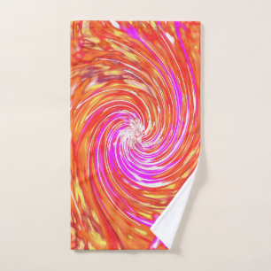 Retro Magenta and Autumn Colours Floral Swirl Hand Towel