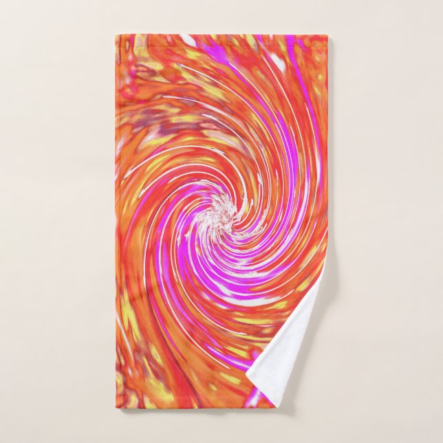 Retro Magenta and Autumn Colours Floral Swirl Hand Towel (Hand Towel)