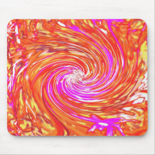 Retro Magenta and Autumn Colours Floral Swirl Mouse Mat