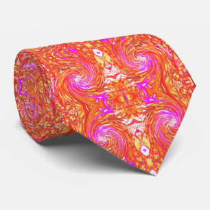 Retro Magenta and Autumn Colours Floral Swirl Tie