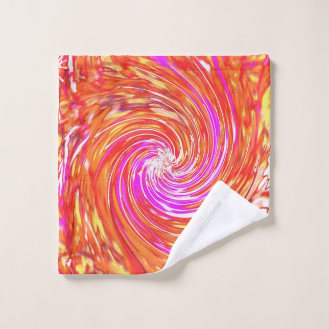 Retro Magenta and Autumn Colours Floral Swirl Wash Cloth (Wash Cloth)