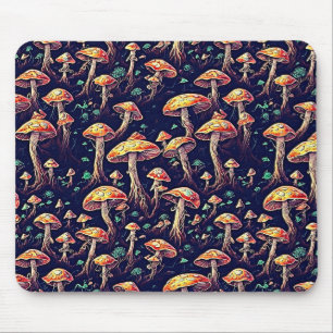Retro Magic: Bioluminescence Mushrooms  Mouse Mat