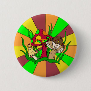 Retro Magic Mushrooms 6 Cm Round Badge