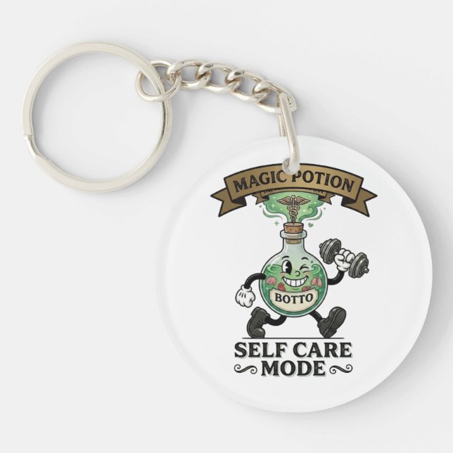 Retro Magic Potion Self Care Mode Fitness Gift Key Ring (Front)