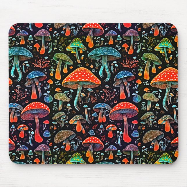 Retro Magic - Seamless Mushroom  Mouse Mat (Front)