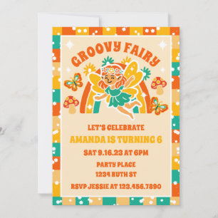 Retro Magical Fairy Garden Floral Birthday Photo Invitation