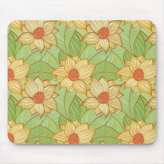 Retro Magnolia Pattern Mouse Mat (Front)
