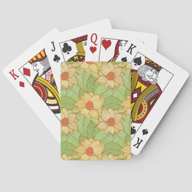 Retro Magnolia Pattern Playing Cards (Back)