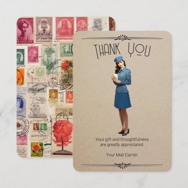 Retro Mail Carrier Personalised Thank You Card (Front/Back)