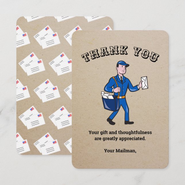 Retro Mailman Personalised Thank You Card (Front/Back)