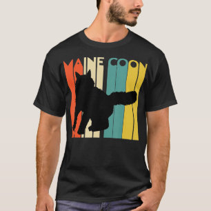 Retro Maine Coon Cat Silhouette Cool Feline Cat Lo T-Shirt