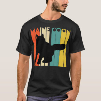 Retro Maine Coon Cat Silhouette Cool Feline Cat Lo T-Shirt
