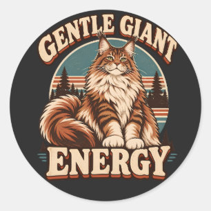 Retro Maine Coon Gentle Giant Teal & Rust Art Classic Round Sticker