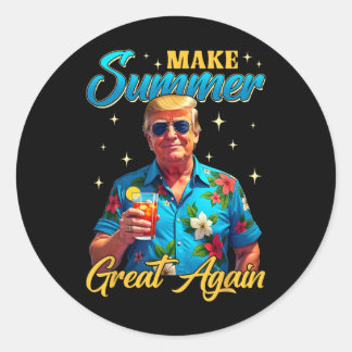 Retro Make Summer Great Again Donald Trump Summer Classic Round Sticker