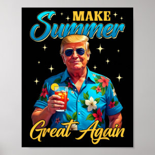 Retro Make Summer Great Again Donald Trump Summer Poster