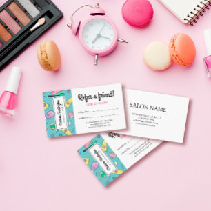 Retro Makeup Doodles   Refer a Friend Referral Card