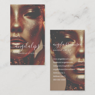 Retro Makeup Woman Model Photo lips lipstick gloss Business Card