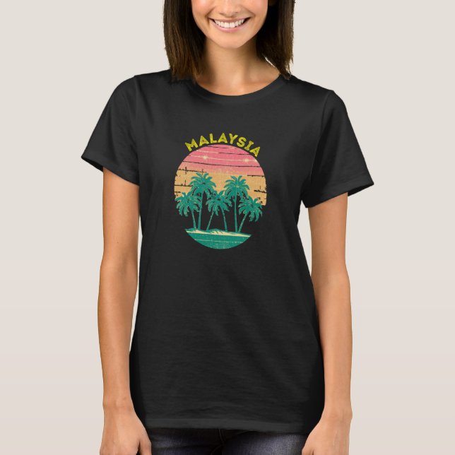 Retro Malaysia Vacation Souvenir Palm Tree T-Shirt (Front)