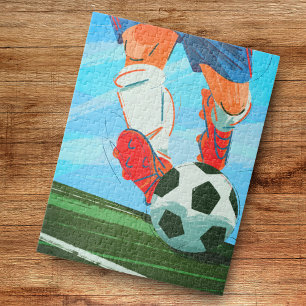 Retro Male Soccer Player Legs & Ball Sports Theme  Jigsaw Puzzle