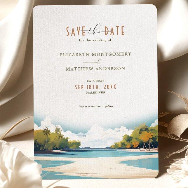 Retro Maledives Travel Save-the-Date Invitation (Creator Uploaded)