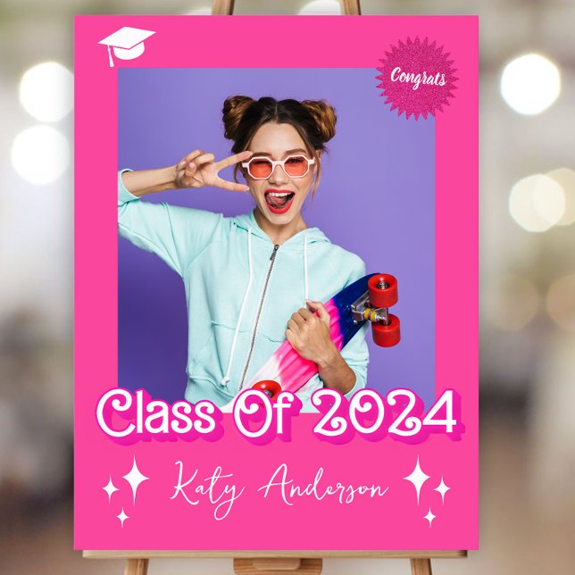 Retro Malibu Pink Doll Graduation Poster  (Creator Uploaded)