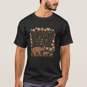 Retro Mama Bear Cute Floral Family Matching Animal T-Shirt